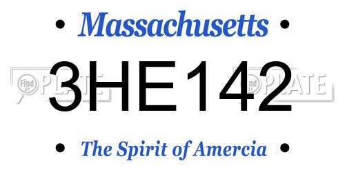3HE142 Massachusetts License Plate
