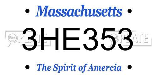 3HE353 Massachusetts License Plate