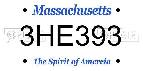 3HE393 Massachusetts License Plate