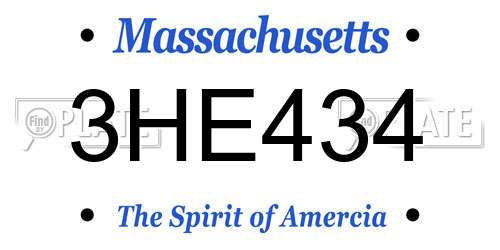 3HE434 Massachusetts License Plate