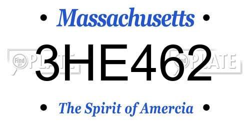 3HE462 Massachusetts License Plate