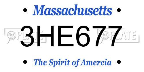 3HE677 Massachusetts License Plate