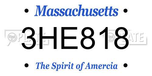 3HE818 Massachusetts License Plate