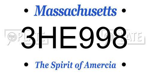 3HE998 Massachusetts License Plate