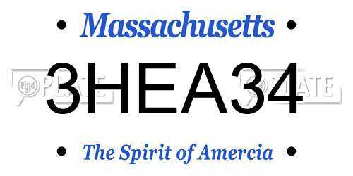 3HEA34 Massachusetts License Plate