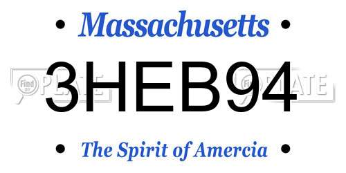 3HEB94 Massachusetts License Plate
