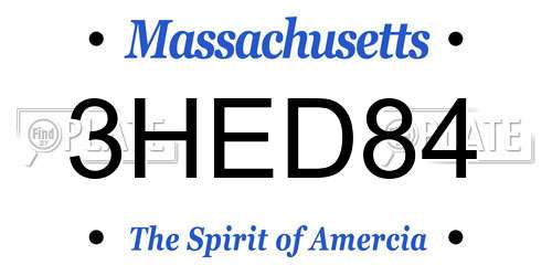 3HED84 Massachusetts License Plate