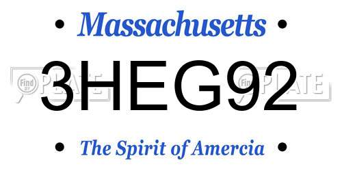 3HEG92 Massachusetts License Plate