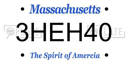 3HEH40 Massachusetts License Plate