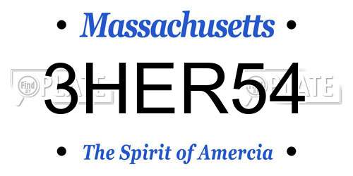 3HER54 Massachusetts License Plate
