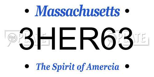 3HER63 Massachusetts License Plate
