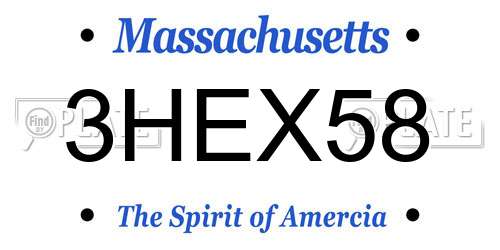 3HEX58 Massachusetts License Plate