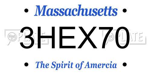 3HEX70 Massachusetts License Plate
