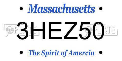 3HEZ50 Massachusetts License Plate