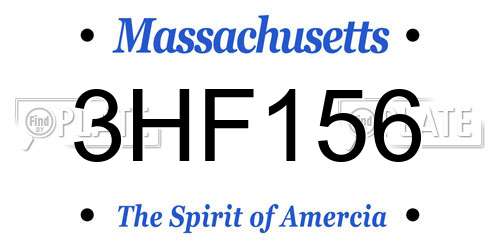 3HF156 Massachusetts License Plate