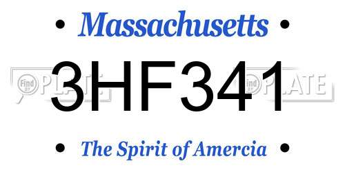 3HF341 Massachusetts License Plate