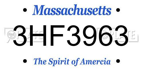 3HF3963 Massachusetts License Plate