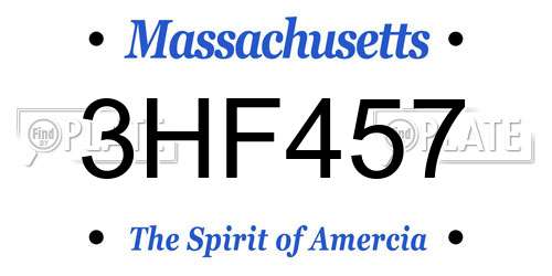 3HF457 Massachusetts License Plate