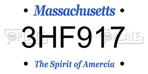 3HF917 Massachusetts License Plate