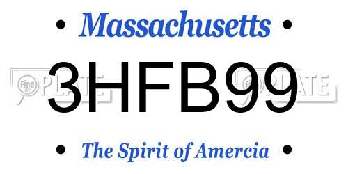 3HFB99 Massachusetts License Plate