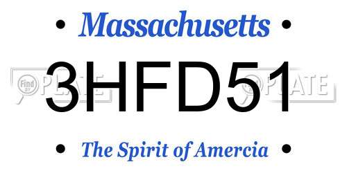 3HFD51 Massachusetts License Plate
