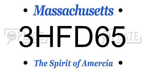 3HFD65 Massachusetts License Plate