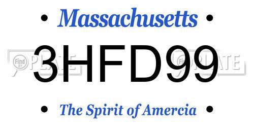 3HFD99 Massachusetts License Plate