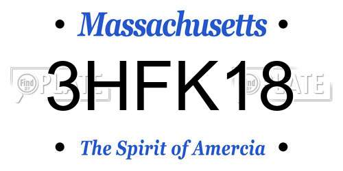 3HFK18 Massachusetts License Plate