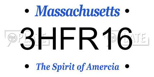 3HFR16 Massachusetts License Plate