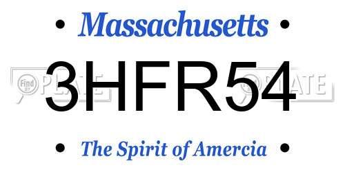 3HFR54 Massachusetts License Plate