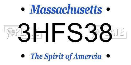 3HFS38 Massachusetts License Plate