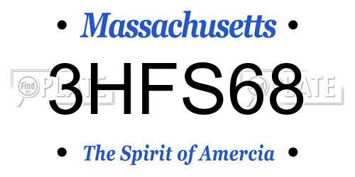 3HFS68 Massachusetts License Plate