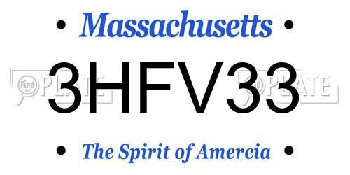 3HFV33 Massachusetts License Plate