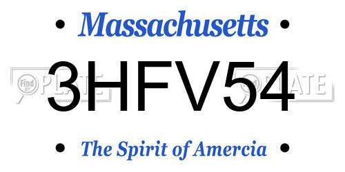 3HFV54 Massachusetts License Plate