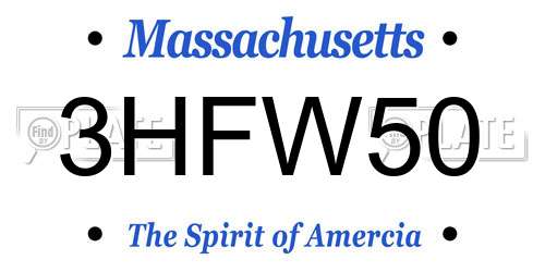 3HFW50 Massachusetts License Plate