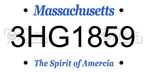 3HG1859 Massachusetts License Plate