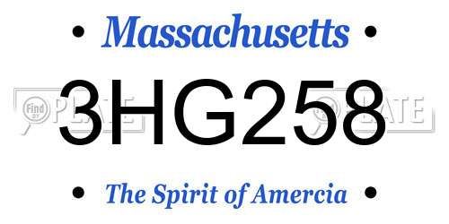 3HG258 Massachusetts License Plate