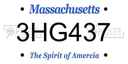 3HG437 Massachusetts License Plate