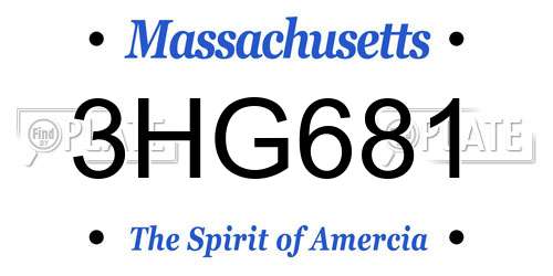 3HG681 Massachusetts License Plate