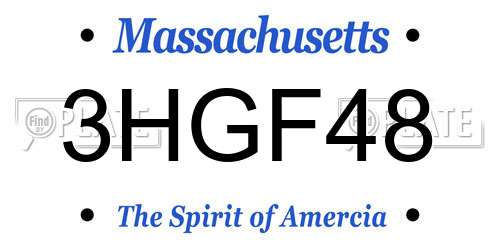 3HGF48 Massachusetts License Plate