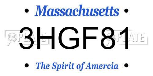 3HGF81 Massachusetts License Plate