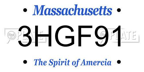 3HGF91 Massachusetts License Plate