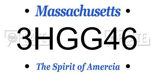 3HGG46 Massachusetts License Plate