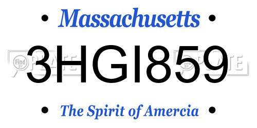 3HGI859 Massachusetts License Plate