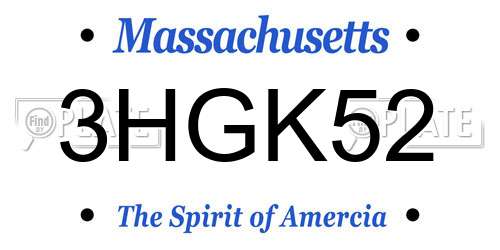 3HGK52 Massachusetts License Plate