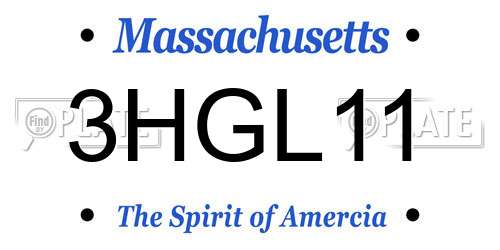3HGL11 Massachusetts License Plate