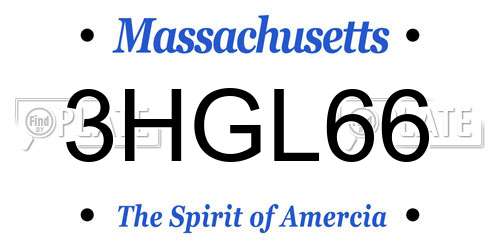3HGL66 Massachusetts License Plate