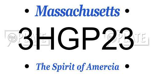 3HGP23 Massachusetts License Plate