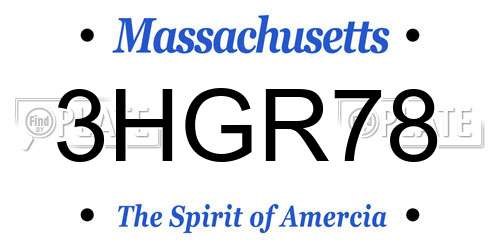 3HGR78 Massachusetts License Plate