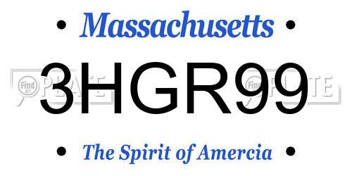 3HGR99 Massachusetts License Plate